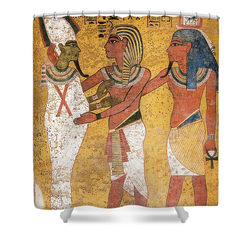 Tombs With Egyptian Mural On The Wall Bathroom Fabric Home Shower Curtain Set 