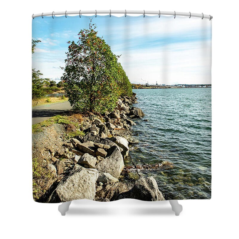 Tommy Thompson Trail And Fidalgo Bay Shower Curtain featuring the photograph Tommy Thompson Trail and Fidalgo Bay by Tom Cochran