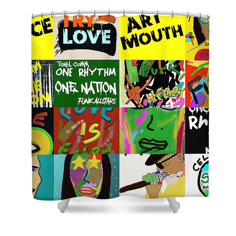 Art Shower Curtain featuring the digital art Tony Art Collage by ToNY CaMM