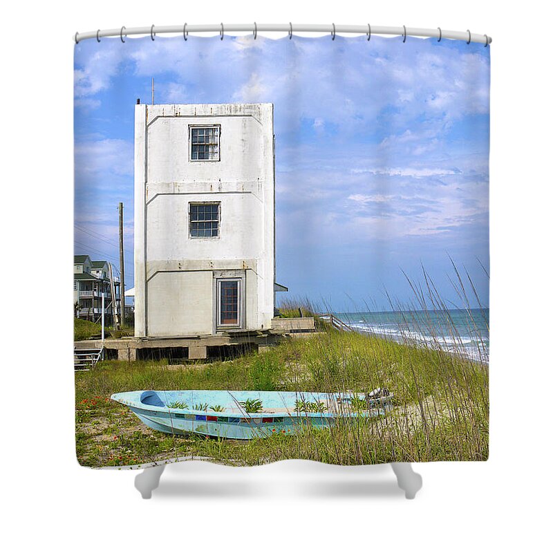 Beach Shower Curtain featuring the photograph Topsail Tower by Mike McGlothlen