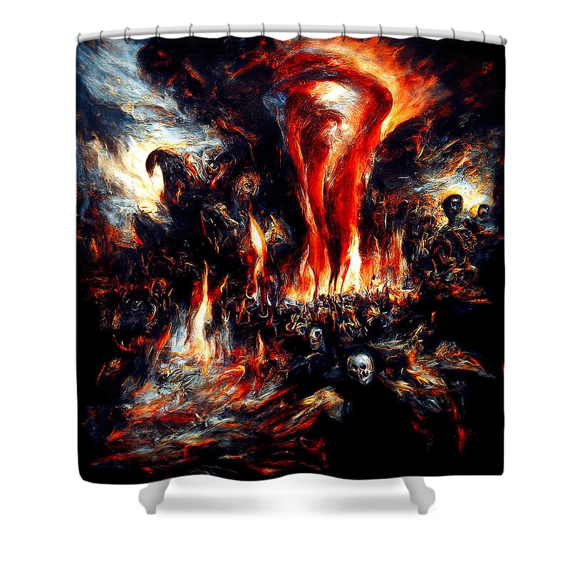 Hell Shower Curtain featuring the painting Tornado of Souls, 02 by AM FineArtPrints