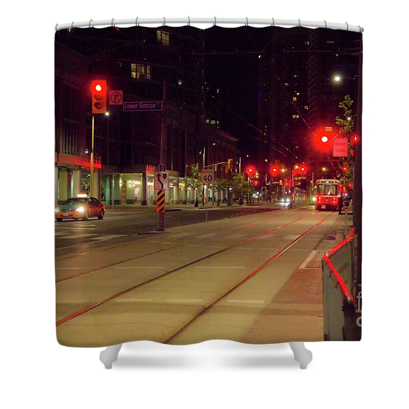 Canada Shower Curtain featuring the photograph Toronto streets at night by Agnes Caruso