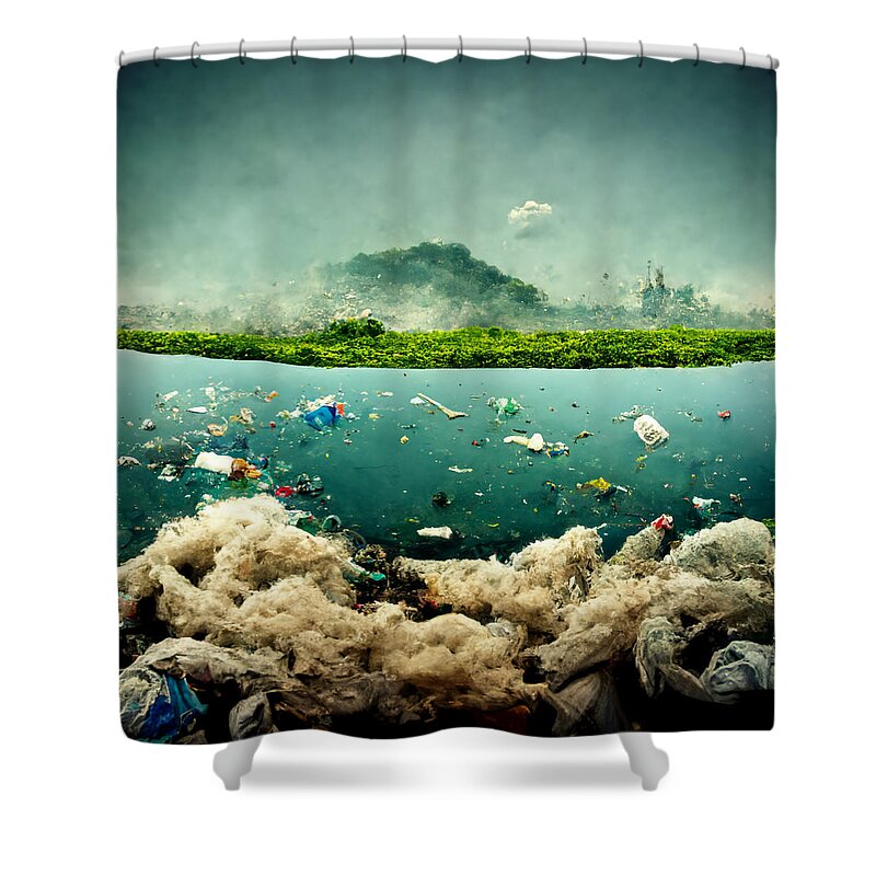  Tourism Pollution Travel Eco Environment Waste 4bc75083 3470 41ba B3f5 07d36199466f By Asar Studios Art Shower Curtain featuring the painting  tourism pollution travel eco environment waste 4bc75083 3470 41ba b3f5 07d36199466f by A by Celestial Images