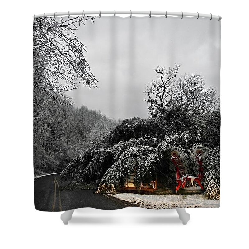 Tractor Tarantula Shower Curtain featuring the photograph Tractor Tarantula by Kathy Chism