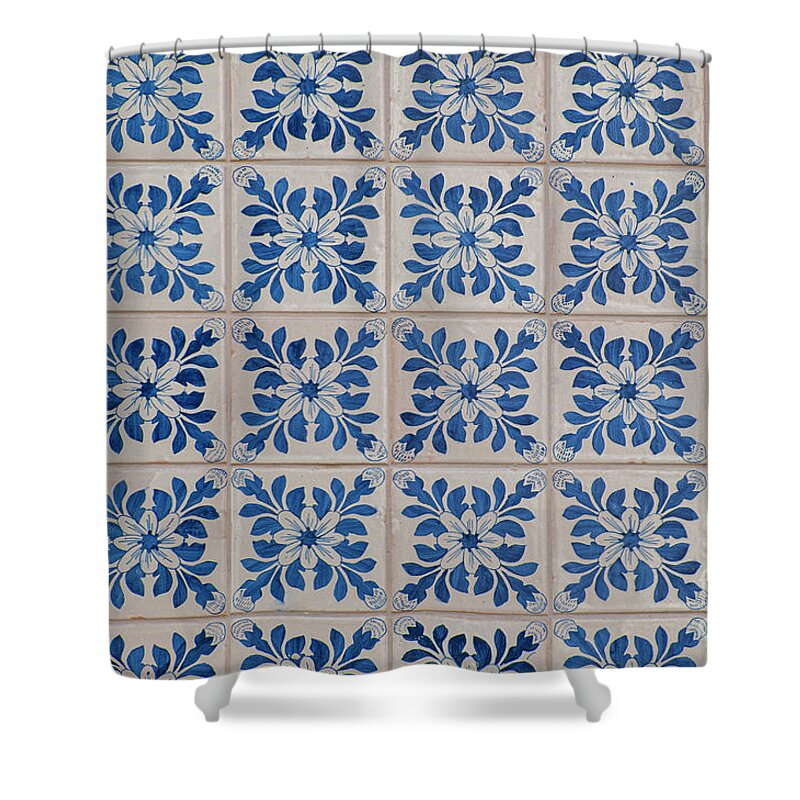 Blue Shower Curtain featuring the photograph Traditional Portuguese tiles l5 by Ilan Rosen