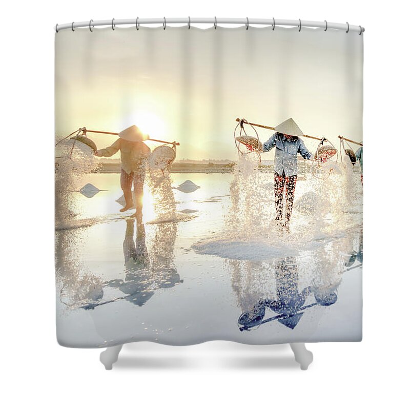 Awesome Shower Curtain featuring the photograph Traditional salt craft by Khanh Bui Phu