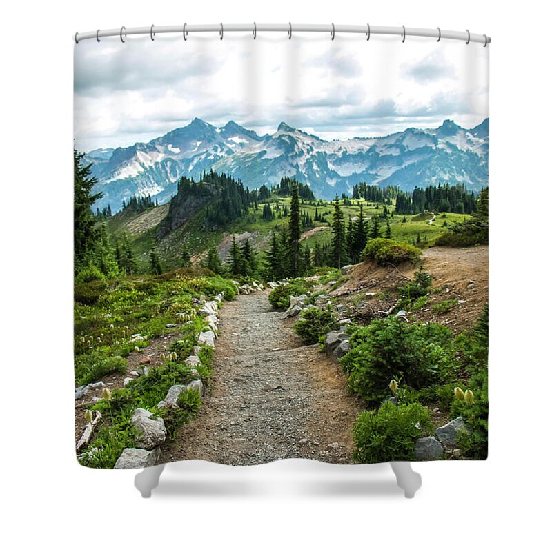 Mount Rainier National Park Shower Curtain featuring the photograph Trail to Serenity by Doug Scrima