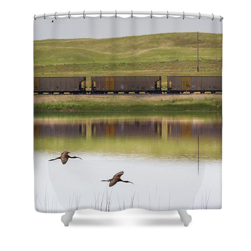 Nebraska Shower Curtain featuring the photograph Train Kept a Rolling - Sandhills Journey by Susan Rissi Tregoning