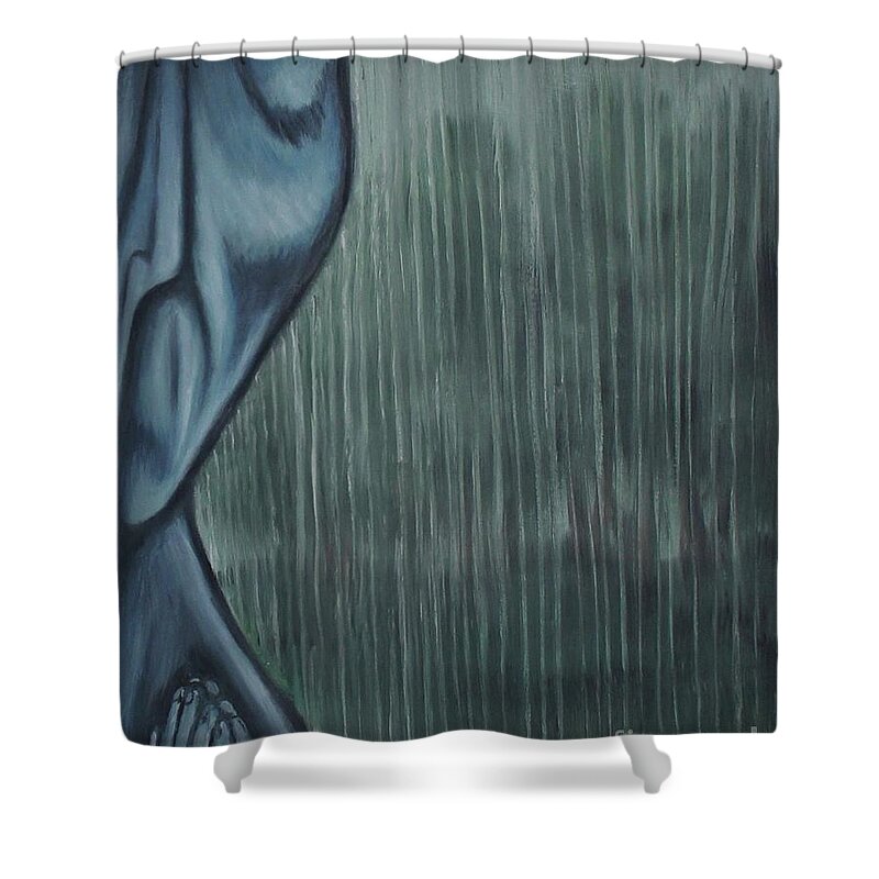 Tmad Shower Curtain featuring the painting Tranquil Rain by Michael TMAD Finney
