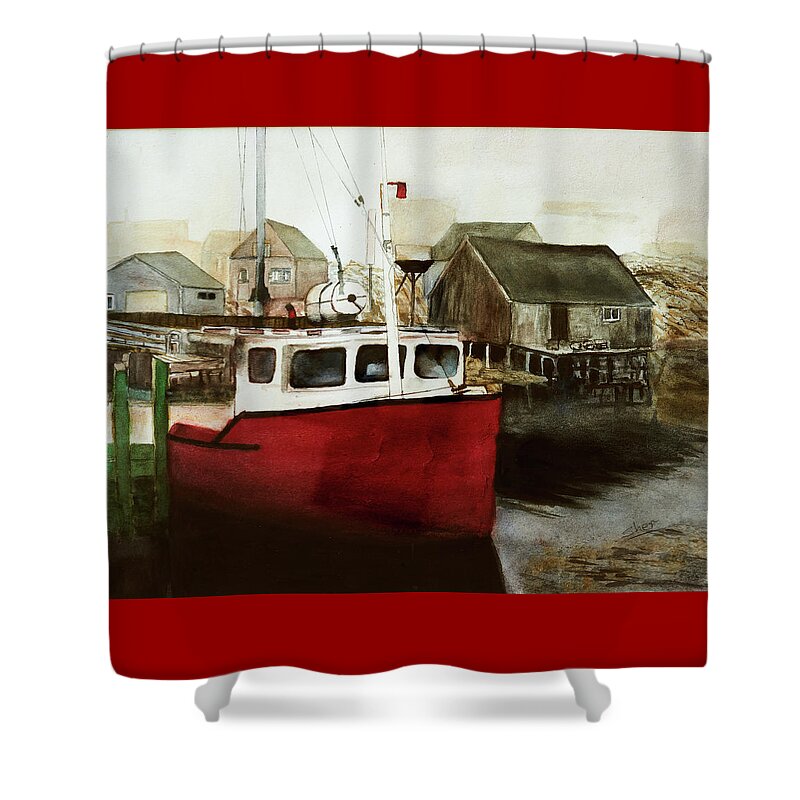 Sher Nasser Artist Shower Curtain featuring the painting Tranquility Watercolor Painting by Sher Nasser Artist