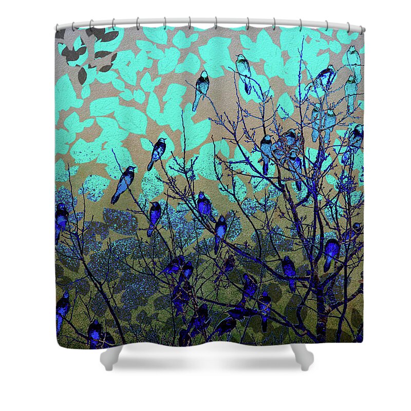 Common Grackle Shower Curtain featuring the photograph Traveling With Friends by Rosette Doyle
