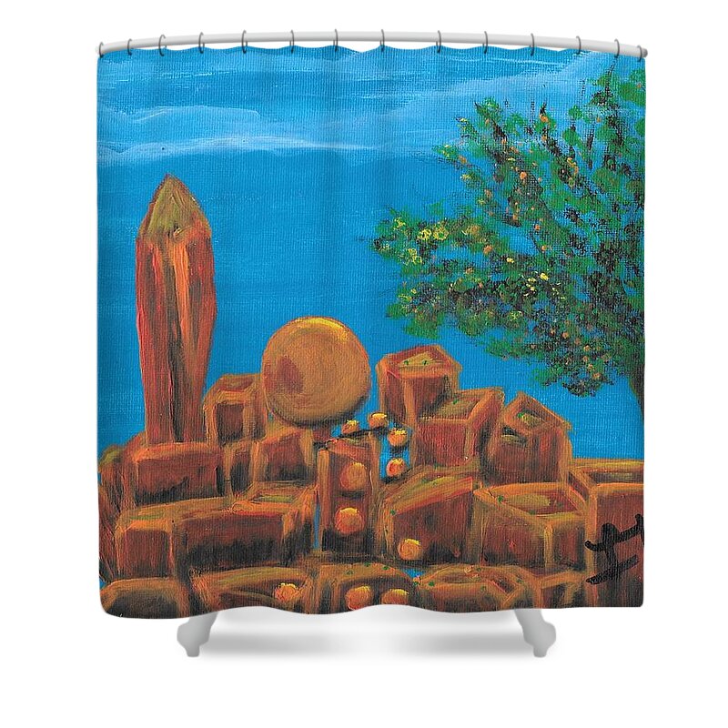 Gift Shower Curtain featuring the painting Treasure by Esoteric Gardens KN