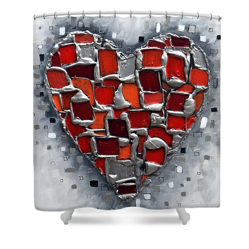 Heart Shower Curtain featuring the painting Treasured Heat by Amanda Dagg