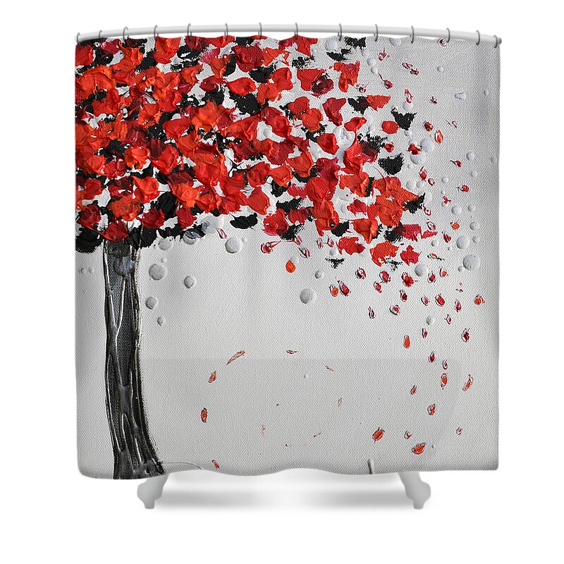 Red Poppies Shower Curtain featuring the painting Tree Full of Wishes by Amanda Dagg