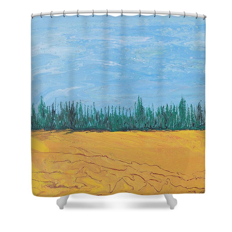 Landscape Shower Curtain featuring the painting Tree Line by Steve Shaw