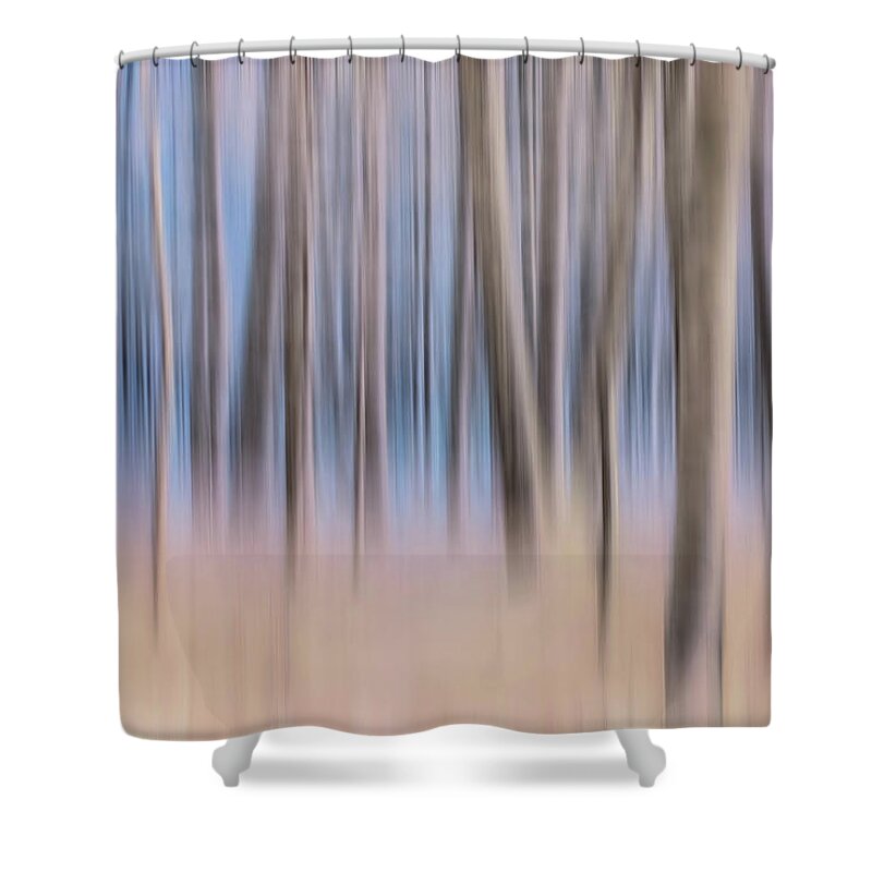 Snow Trees Shower Curtain featuring the digital art Trees In The Mist by Kevin Lane