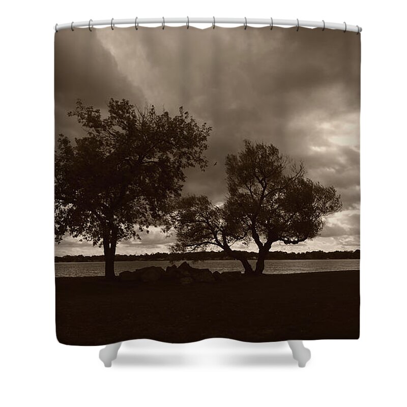 Tree Shower Curtain featuring the photograph Trees Under a Cloudy Sky by fototaker Tony
