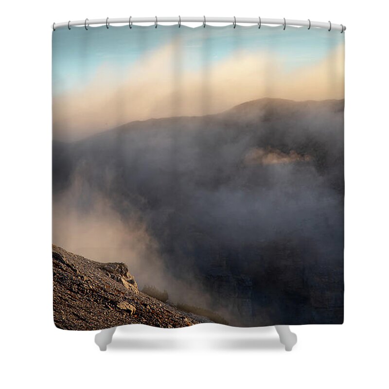 Italy Shower Curtain featuring the photograph Trekking at  at the Tre Cime hiking path area in South Tyrol in by Michalakis Ppalis