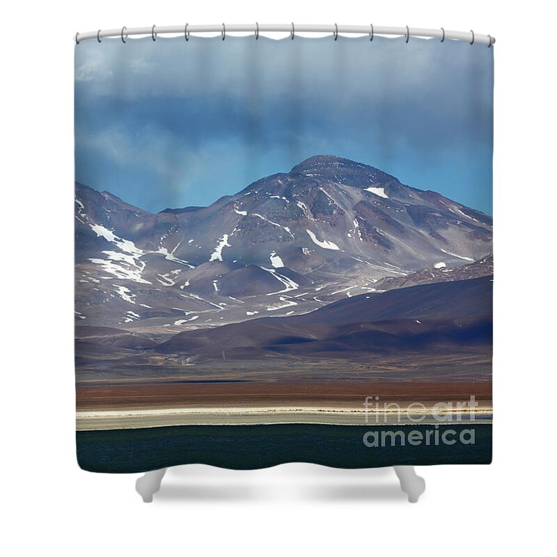 Chile Shower Curtain featuring the photograph Tres Cruces Volcano textures Chile by James Brunker