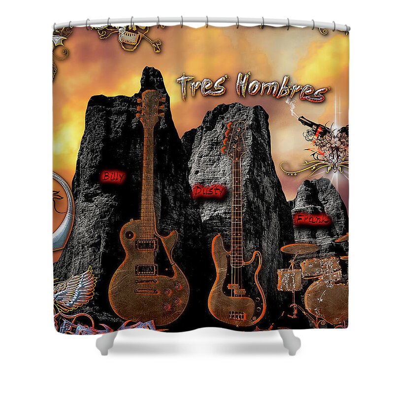 Tres Hombres Shower Curtain featuring the digital art Tres Hombres by Michael Damiani