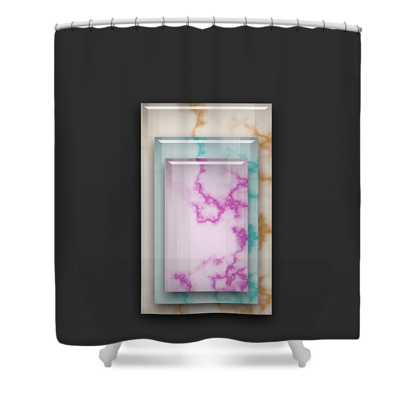 Marble Shower Curtain featuring the mixed media Triple Stack by Marvin Blaine