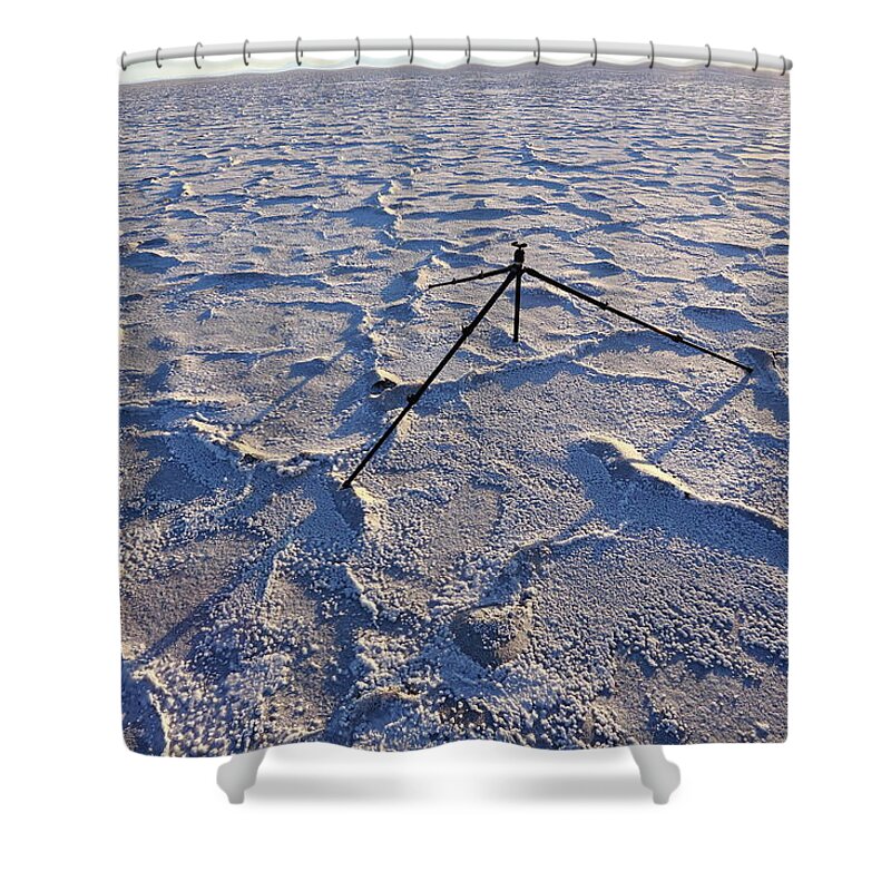 Bonneville Speedway Shower Curtain featuring the photograph Tripod in the Middle of Nowhere by David Andersen