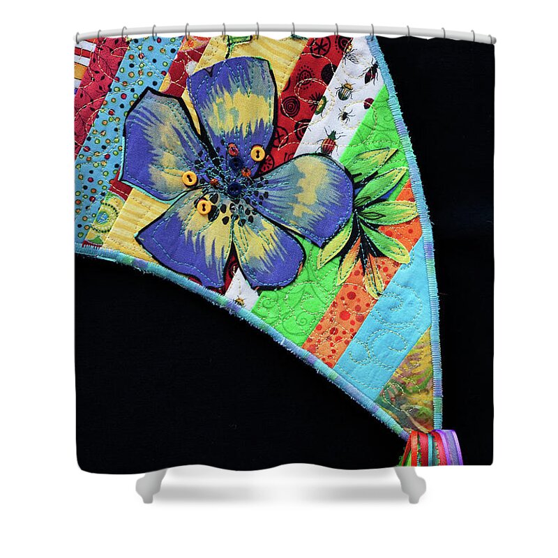 Fiber Art Shower Curtain featuring the mixed media Tropical Breeze 3 by Vivian Aumond