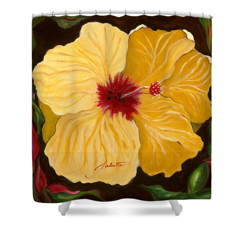 Hawaii Shower Curtain featuring the painting Tropical Dancer by Juliette Becker