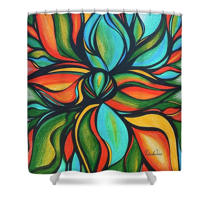 Tropical Shower Curtain featuring the drawing Tropical Delight by Kalunda Janae Hilton