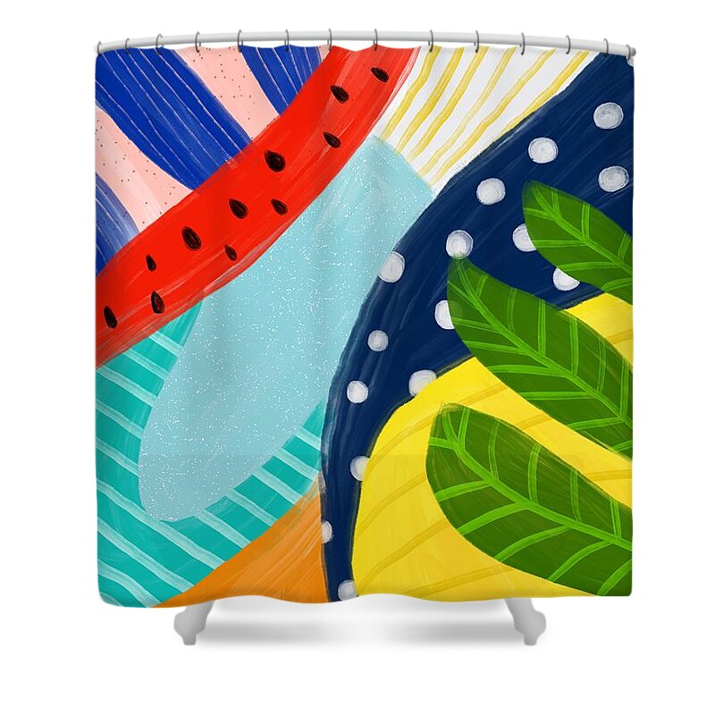 Abstract Shower Curtain featuring the digital art Tropical Fever - Modern Colorful Abstract Digital Art by Sambel Pedes