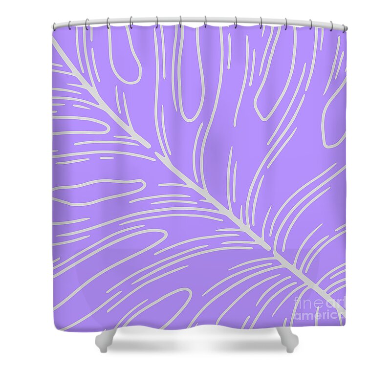 Purple Shower Curtain featuring the digital art Tropical Purple Leaf by Christie Olstad