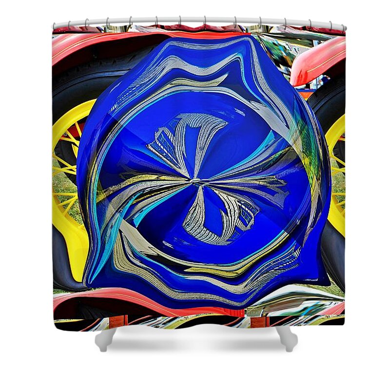 Car Shower Curtain featuring the digital art Truck reflection box and little planet as art 2 by Karl Rose