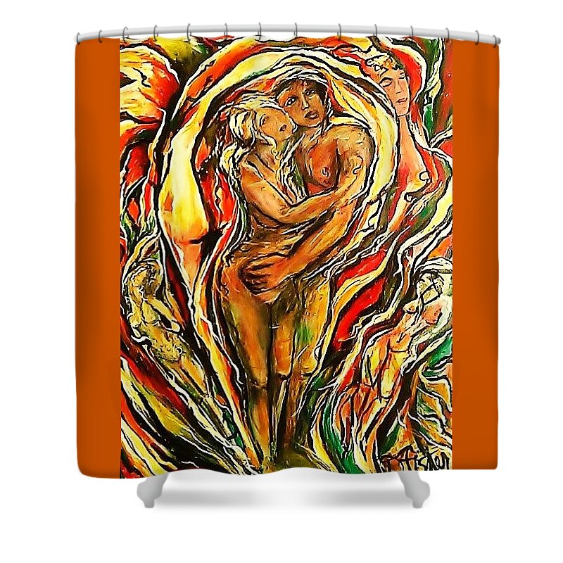 Figural Art Shower Curtain featuring the painting True by Dawn Caravetta Fisher