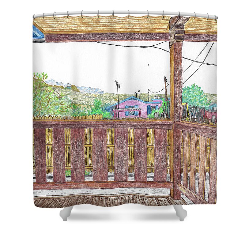 Deck Shower Curtain featuring the drawing Truth or Consequences by Teresamarie Yawn
