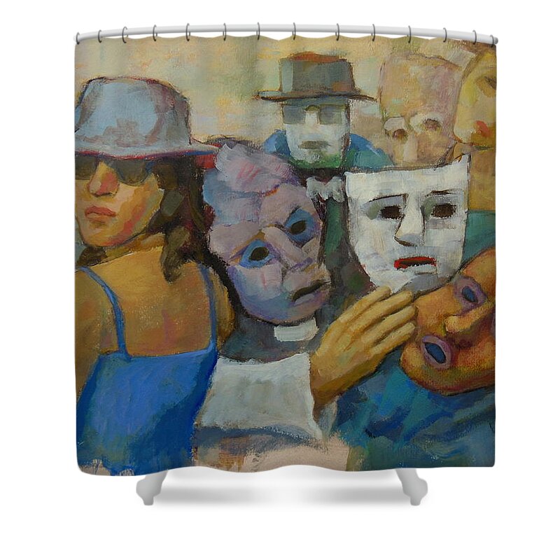 Artists Shower Curtain featuring the painting The acrobats not Picasso by Johannes Strieder