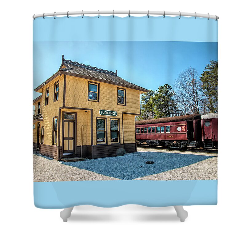 Tuckahoe Shower Curtain featuring the photograph Tuckahoe Train Station by Kristia Adams