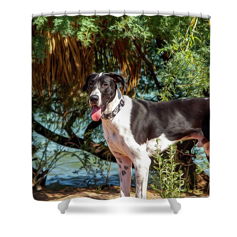 Dog Shower Curtain featuring the photograph Tucker - Paintography by Anthony Jones