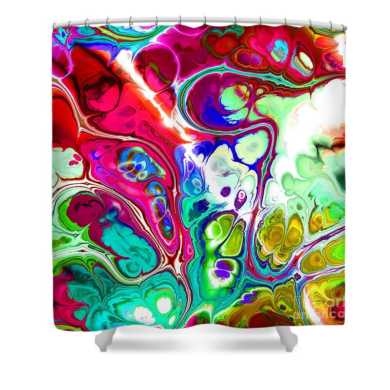 Colorful Shower Curtain featuring the digital art Tukiran - Funky Artistic Colorful Abstract Marble Fluid Digital Art by Sambel Pedes