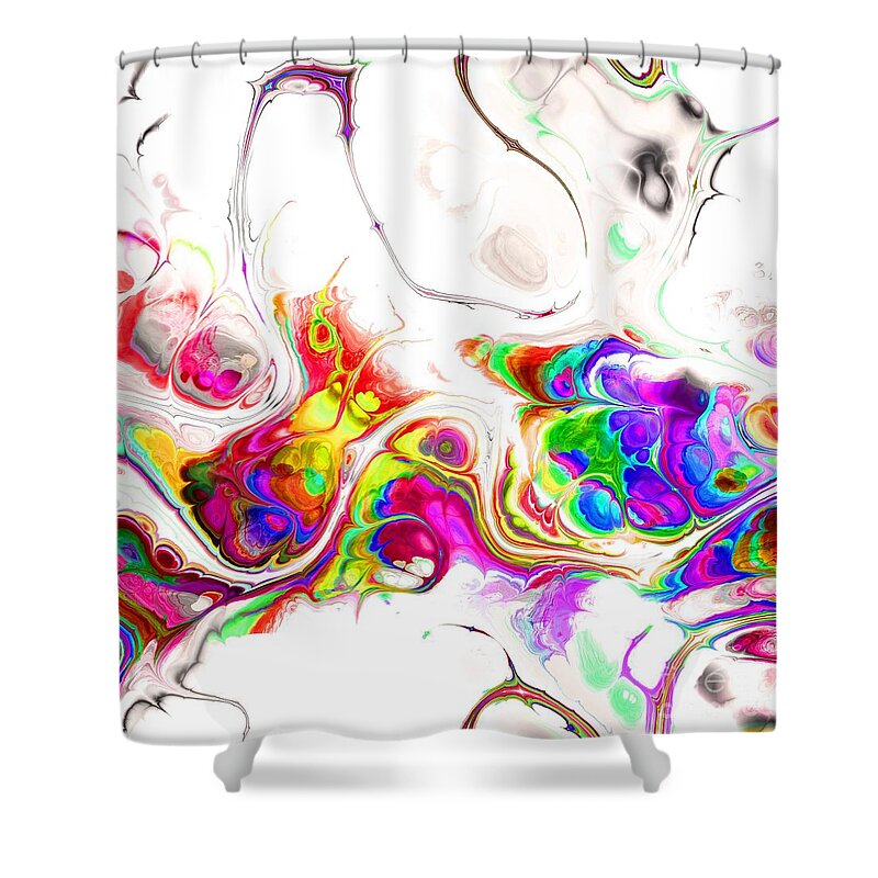 Colorful Shower Curtain featuring the digital art Tukiyem - Funky Artistic Colorful Abstract Marble Fluid Digital Art by Sambel Pedes