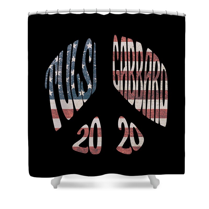 Election Shower Curtain featuring the digital art Tulsi Gabbard Peace in 2020 US Flag by Flippin Sweet Gear