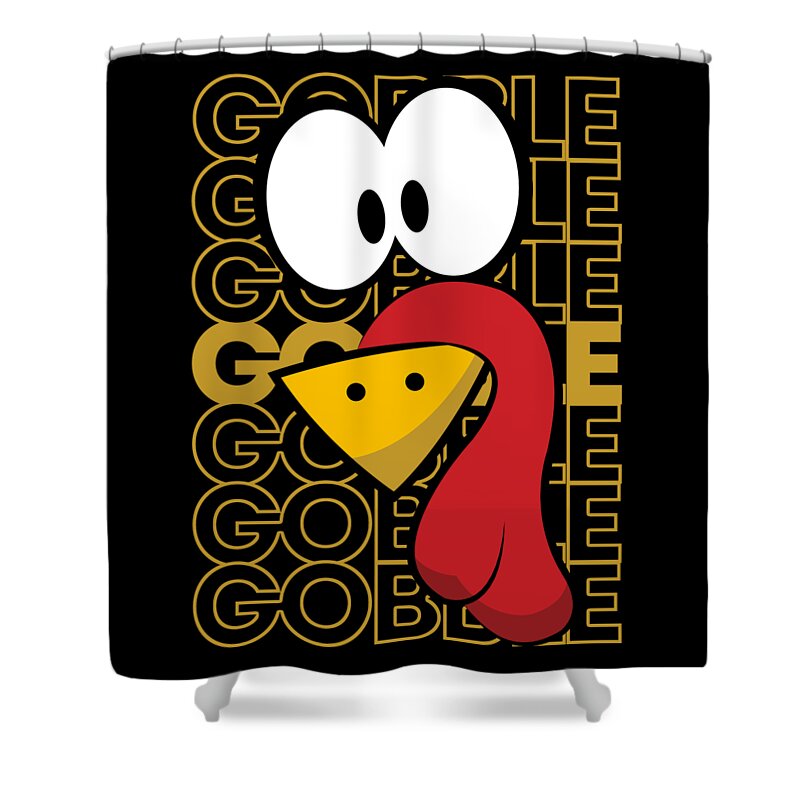 Thanksgiving 2023 Shower Curtain featuring the digital art Turkey Face Gobble Gobble by Flippin Sweet Gear