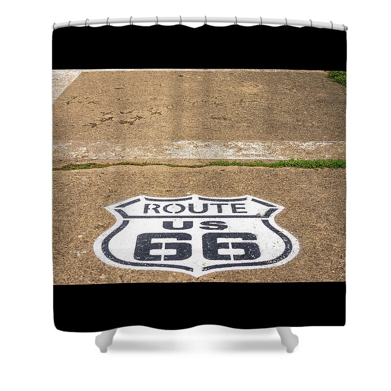 Route 66 Shower Curtain featuring the photograph Turkey Tracks - Route 66 - Nilwood, Illinois by Susan Rissi Tregoning