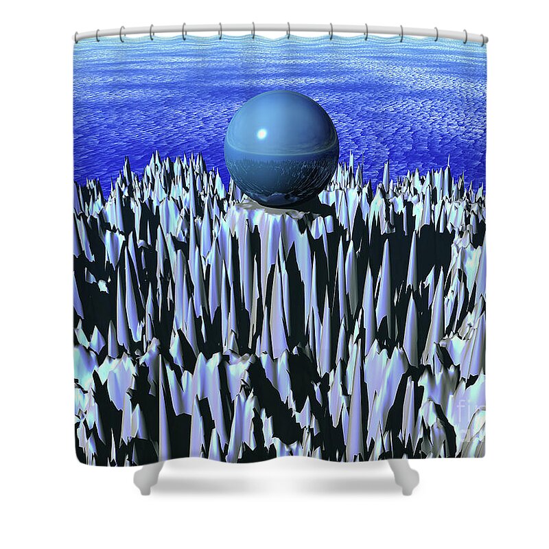 Landscape Shower Curtain featuring the digital art Turquoise Sphere by Phil Perkins