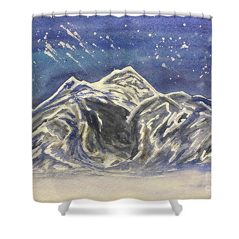 Mt Baker Shower Curtain featuring the painting Twilight Mountain by Lisa Neuman