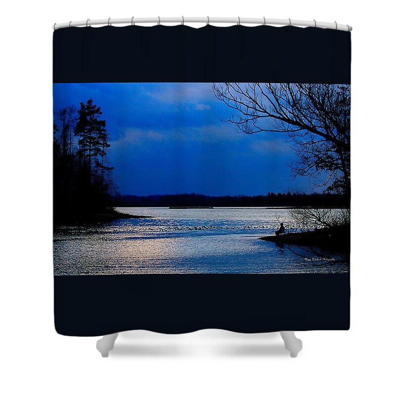 Landscape Shower Curtain featuring the photograph Twilight Time Fisherman by Mary Walchuck