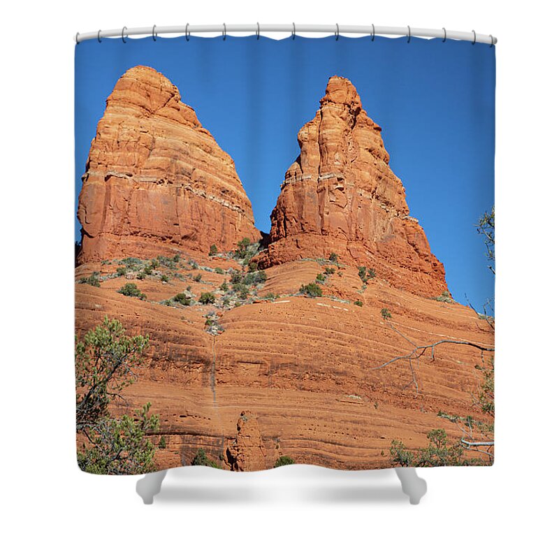 Sedona Shower Curtain featuring the photograph Twin Sisters, Twin Buttes #2 by Steve Templeton