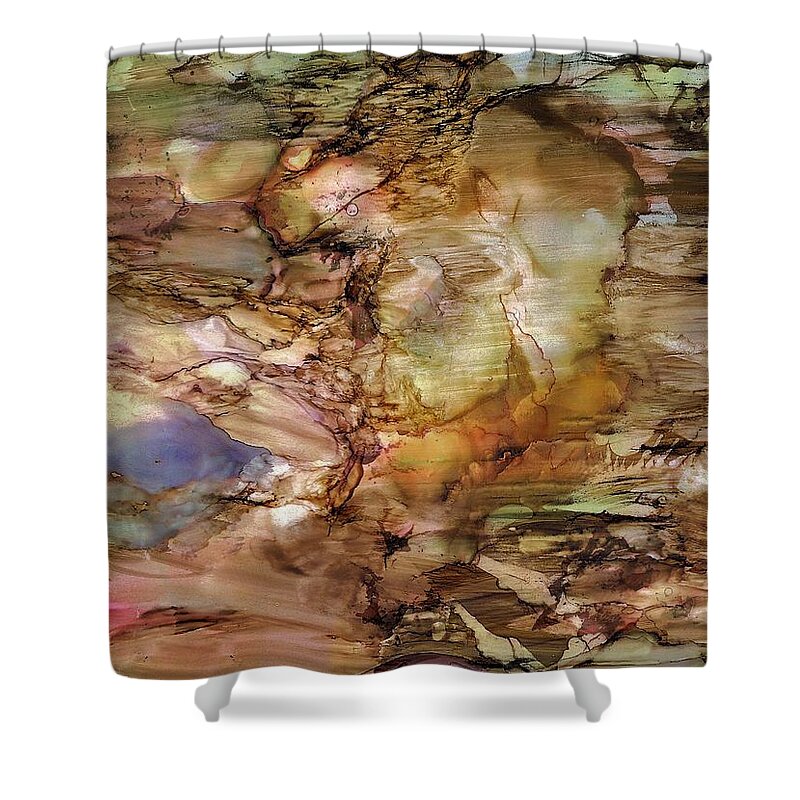 Abstract Shower Curtain featuring the painting Twister by Angela Marinari