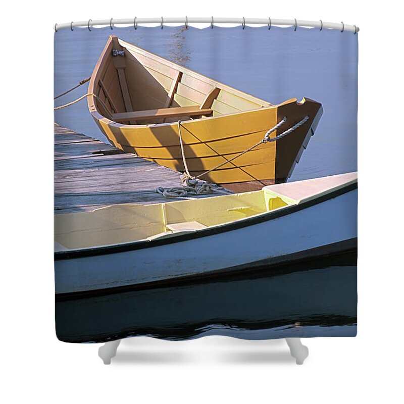 Maritime Shower Curtain featuring the photograph Two Boats at Mystic Seaport by Anthony M Davis