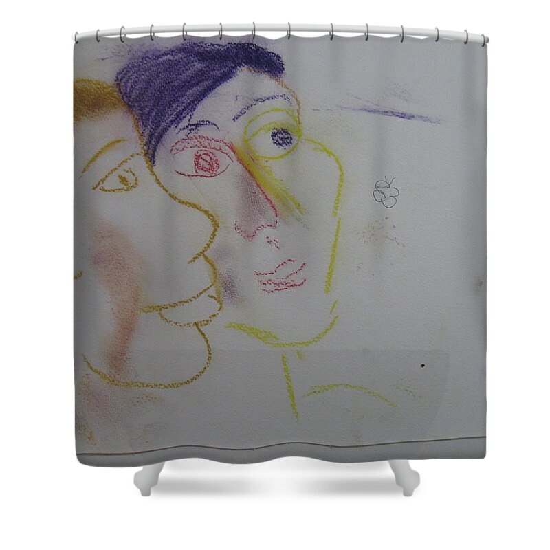  Shower Curtain featuring the drawing Two Faces by AJ Brown