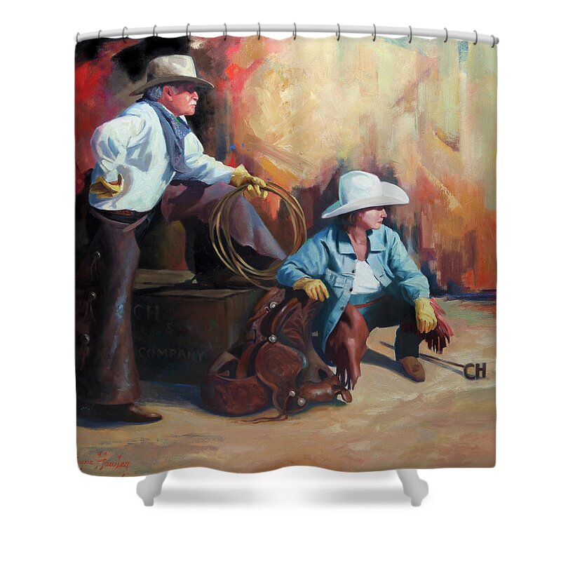 Western Art Shower Curtain featuring the painting Two of a Kind by Carolyne Hawley